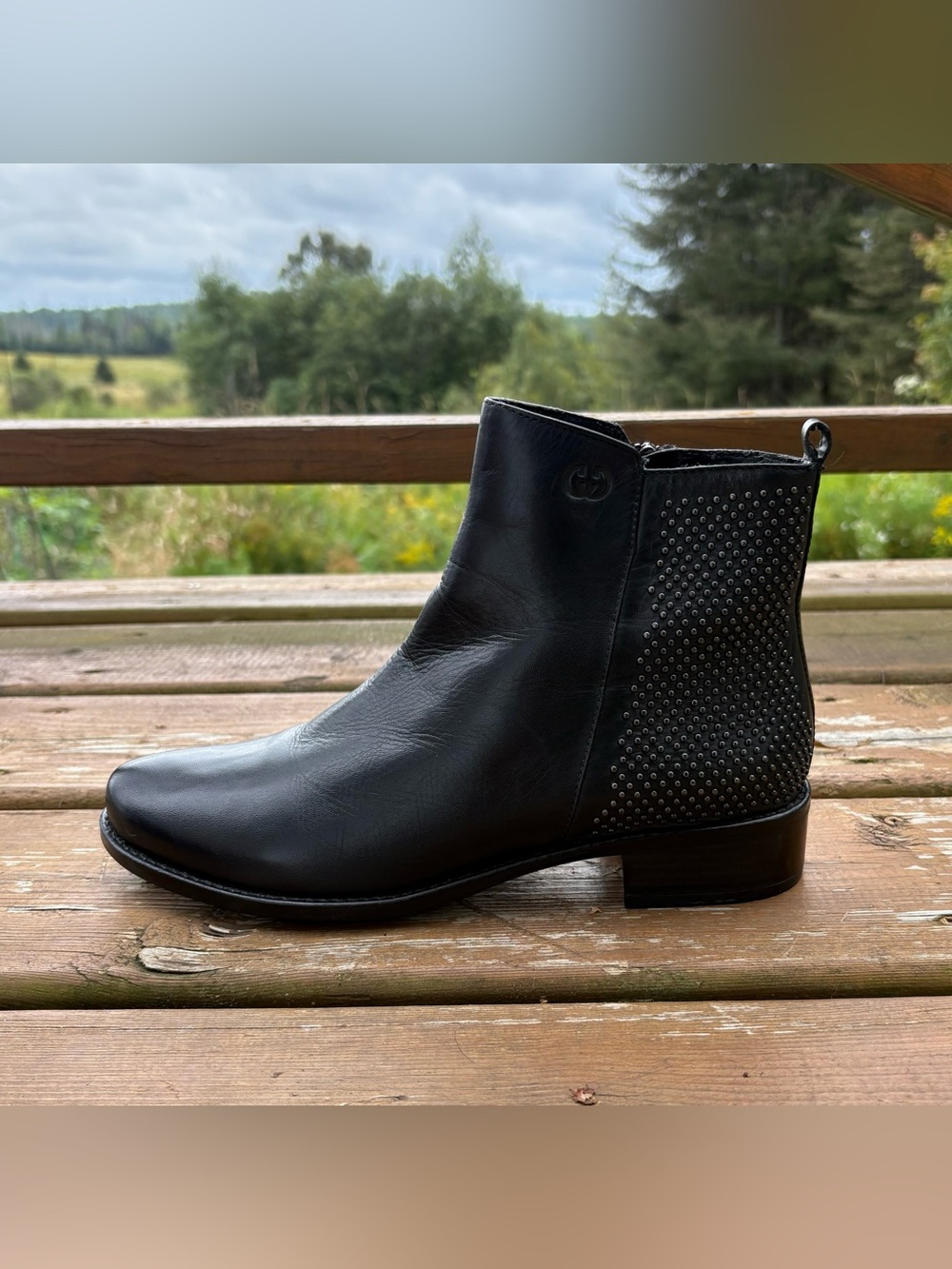 Gerry Weber x Josef Seibel Calla Black Leather Studded Ankle Boots EU 39 US 8.5
